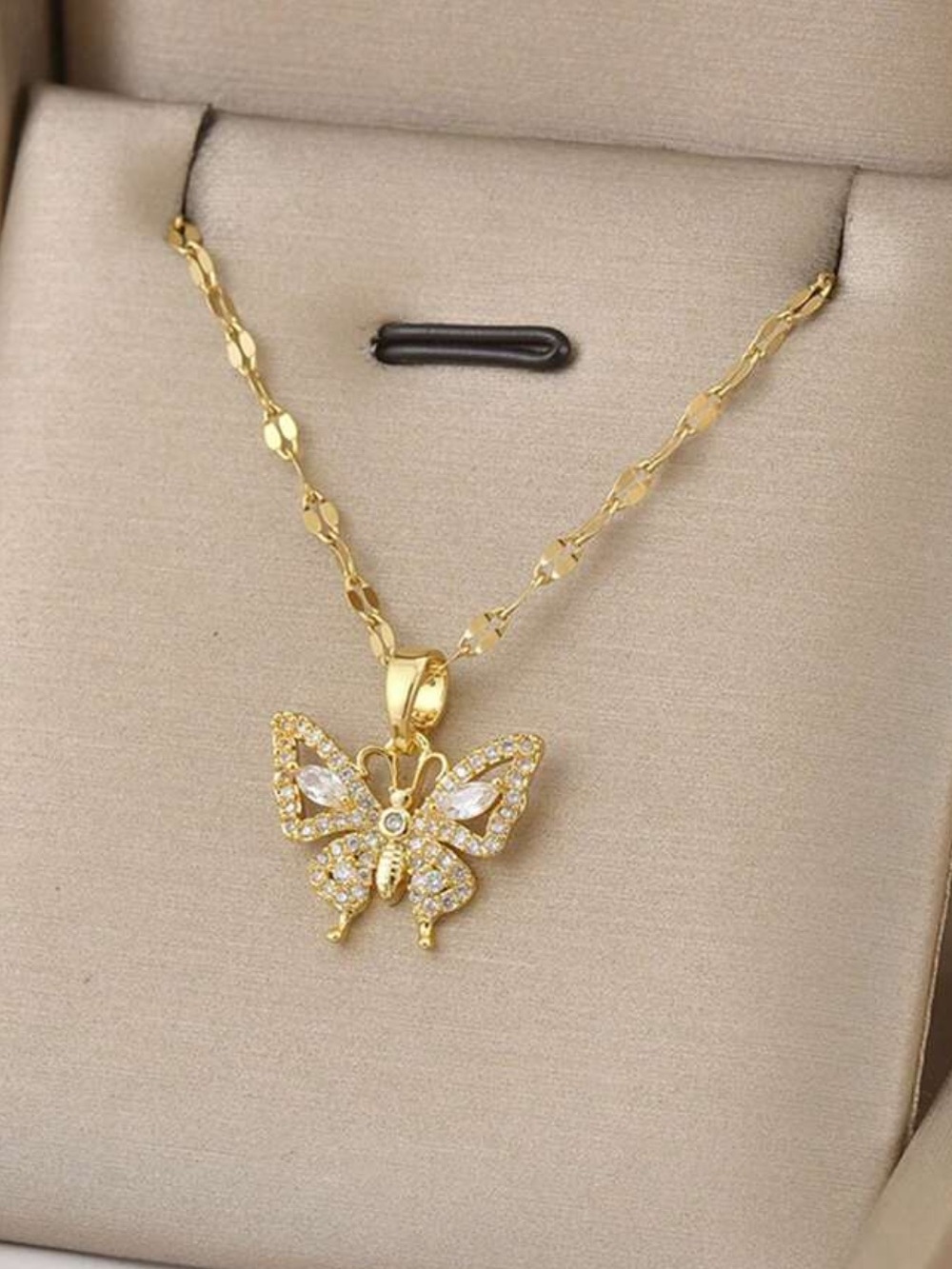 Yellow Gold Butterfly Pendant Necklace - Elegant Women’s Jewelry